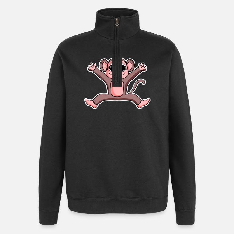 Affe - Quarter-Zip-Sweatshirt - Schwarz