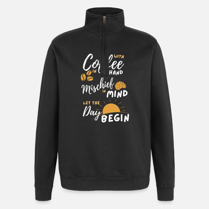 Coffee Mischief Sunrise Day Begins - Quarter-Zip Sweatshirt - black