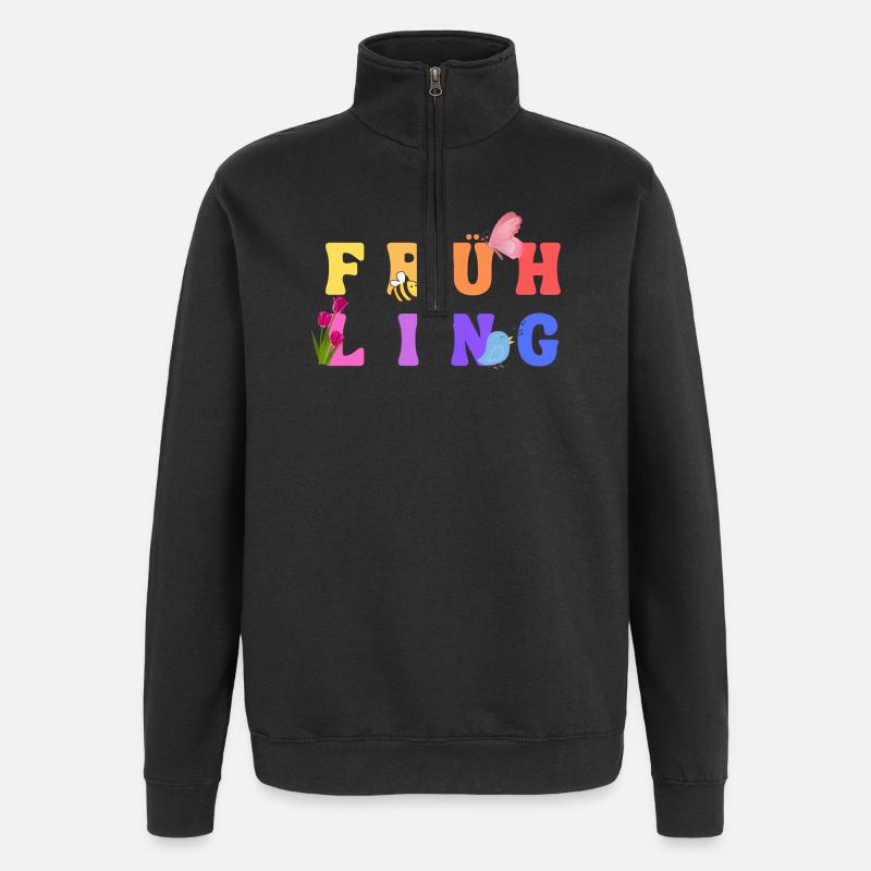 Frühling - Jahreszeit - Quarter-Zip-Sweatshirt - Schwarz