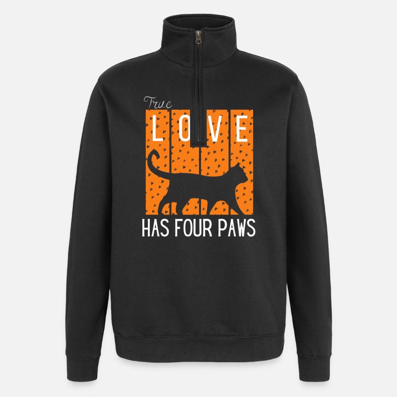 Love Has Four Paws Katzen-Silhouette - Quarter-Zip-Sweatshirt - Schwarz