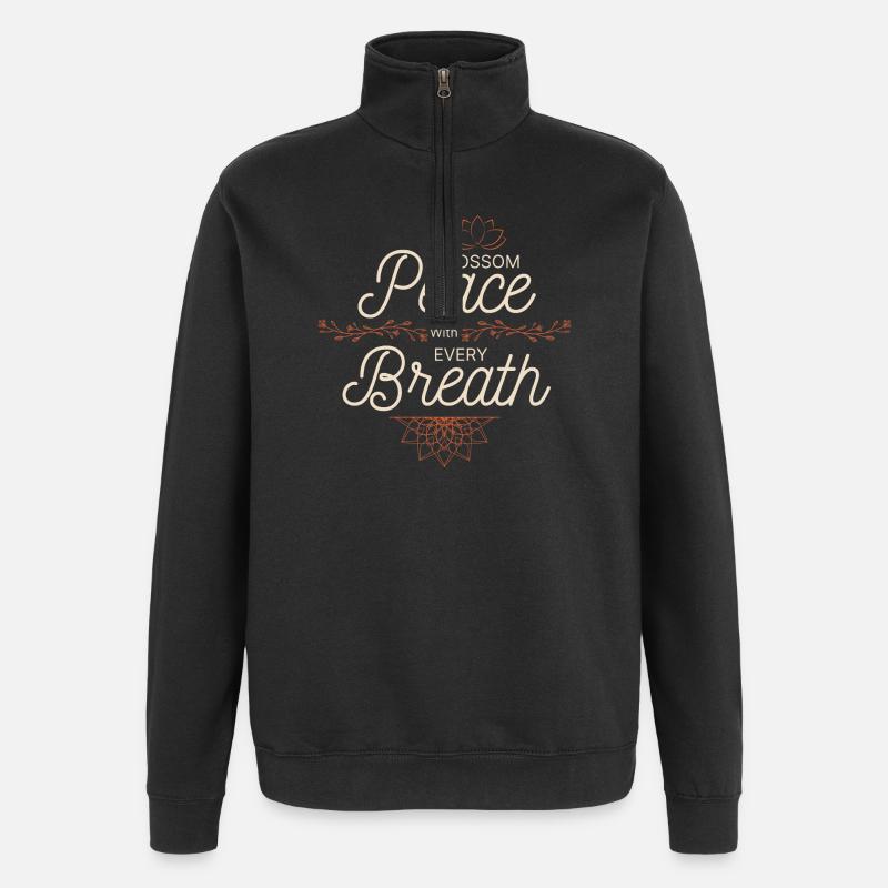 La paix à chaque souffle - Sweat à zip 1/4 - noir
