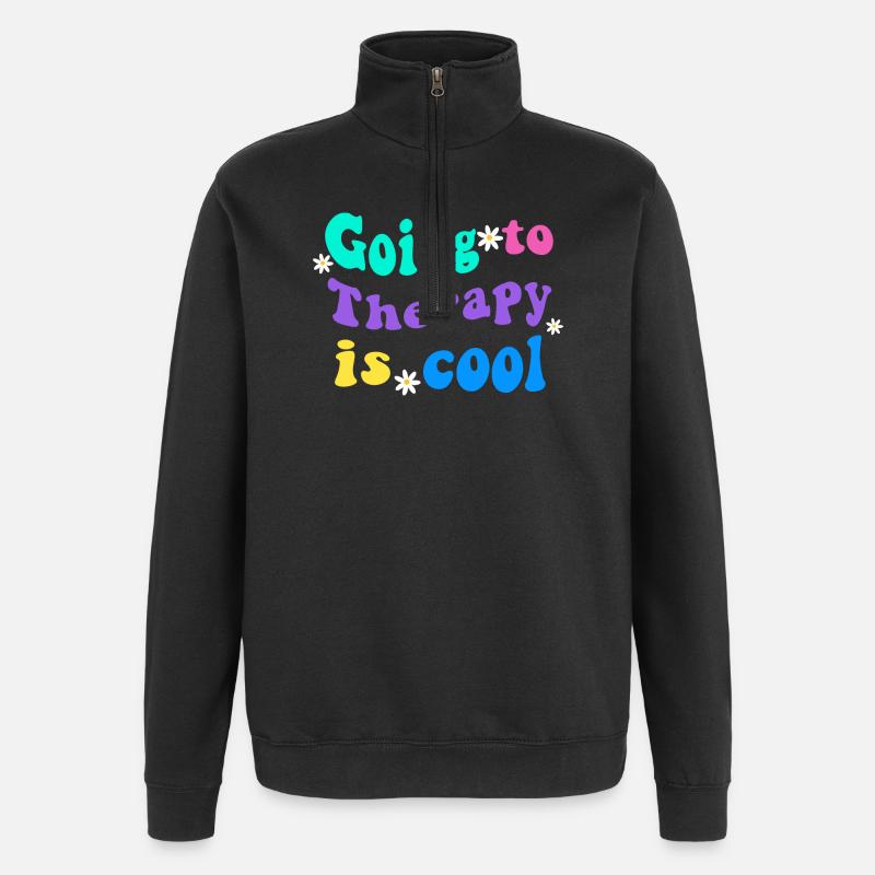 Going to therpay is Cool - Quarter-Zip Sweatshirt - black