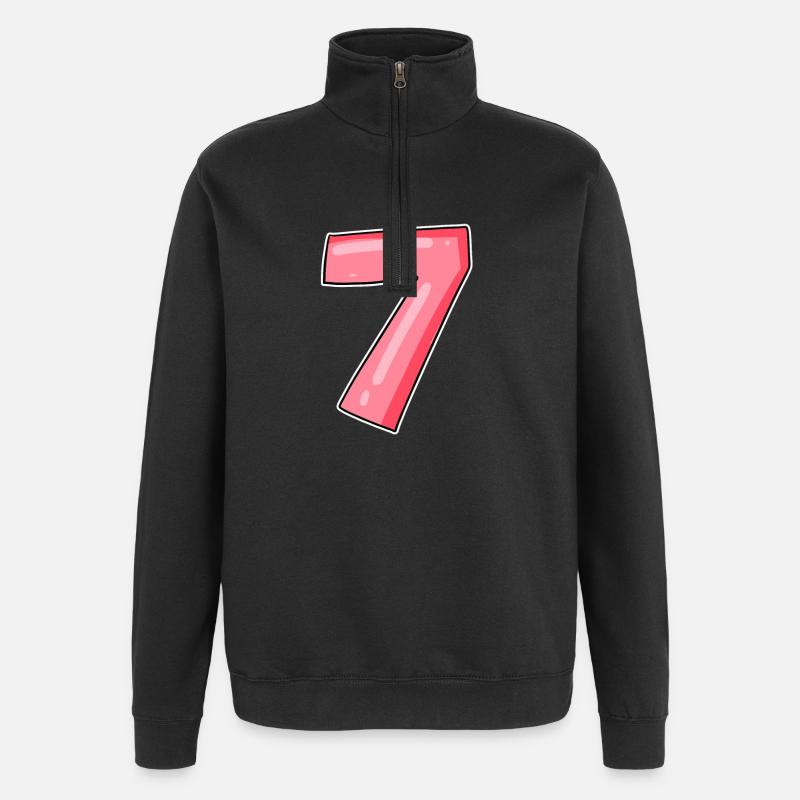 Number Seven - Number 7 Number - Quarter-Zip Sweatshirt - black