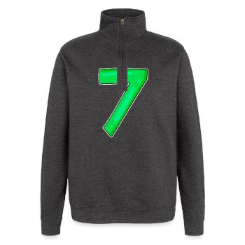7 Nummer Zahl Grün - Quarter-Zip-Sweatshirt - Anthrazit - Vorne - AI Model Female 172 light (172cm) & AI Model Male 178 dark (178cm)