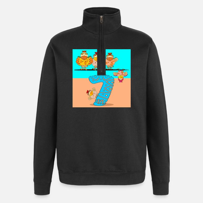 7ème Anniversaire Écolier - Polager Volaille - Sweat à zip 1/4 - noir
