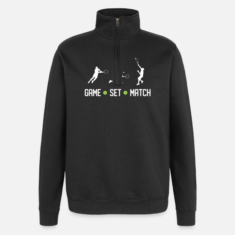 Tennis - Game Set Match - Quarter-Zip Sweatshirt - black