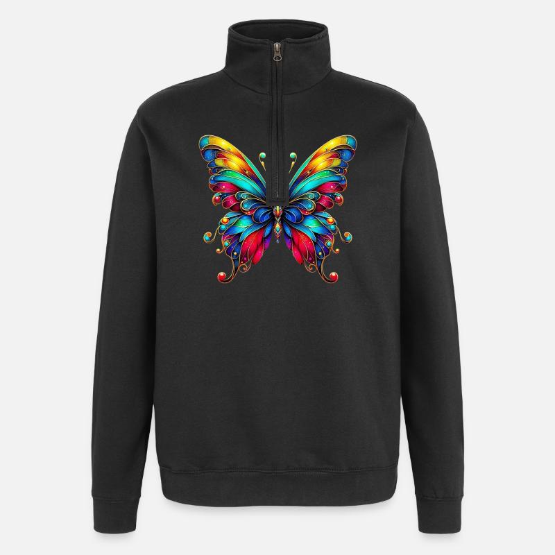 Papillon - Sweat à zip 1/4 - noir