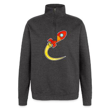 Motif de fusée - Sweat à zip 1/4 - charbon - Devant - AI Model Female 172 light (172cm) & AI Model Male 178 dark (178cm)