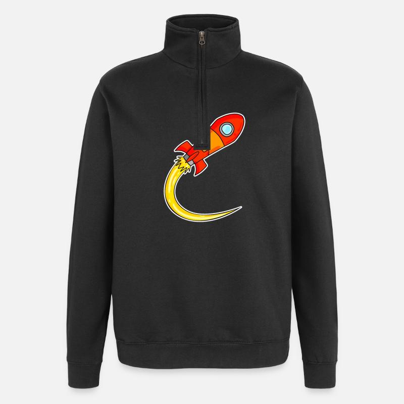 Rocket Motif - Quarter-Zip Sweatshirt - black