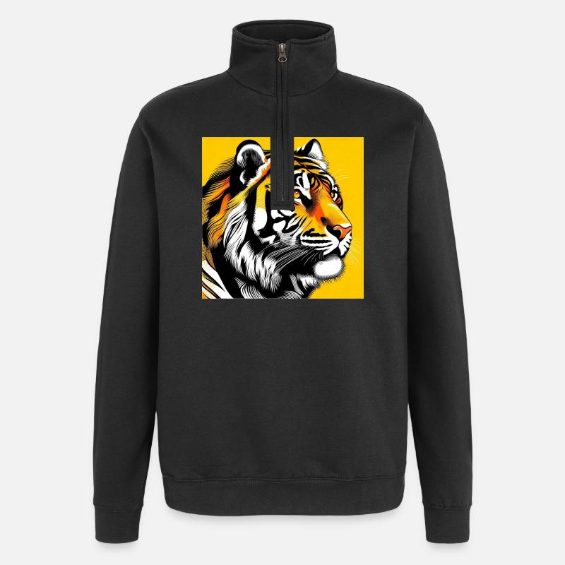 Tigre Pop Art - Sweat à zip 1/4 - noir