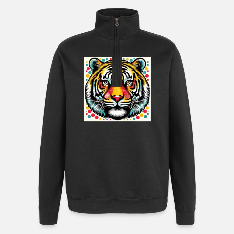 Tiger Pop Art - Quarter-Zip Sweatshirt - black