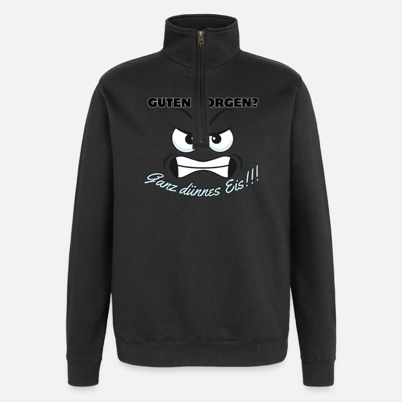 Angry Polar Bear Motif with Saying - Quarter-Zip Sweatshirt - black