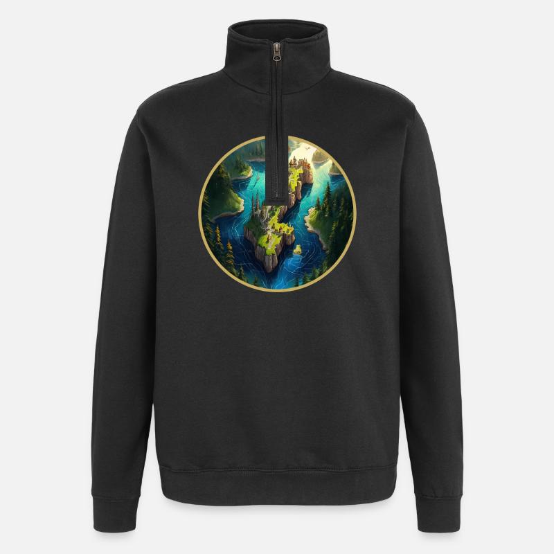 Fantasy Sweden map - Quarter-Zip Sweatshirt - black