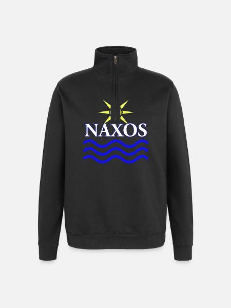 Naxos Sun and Waves Logo Design - Quarter-Zip Sweatshirt - black