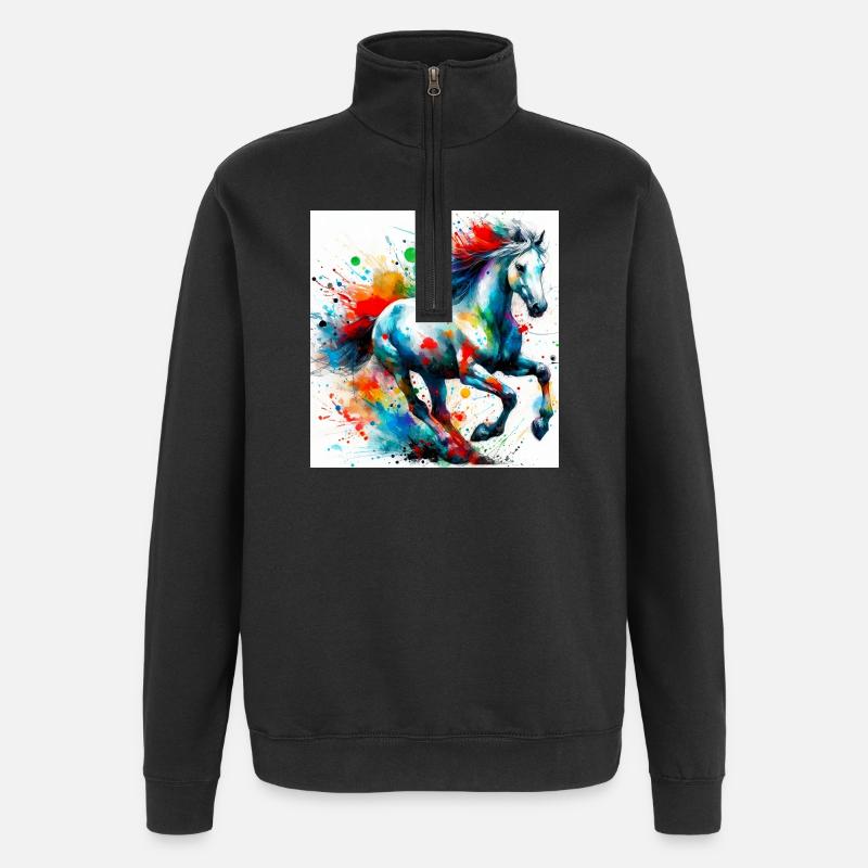 Horse - Quarter-Zip Sweatshirt - black