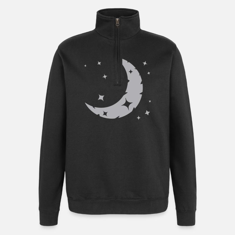 La lune et les étoiles - Sweat à zip 1/4 - noir