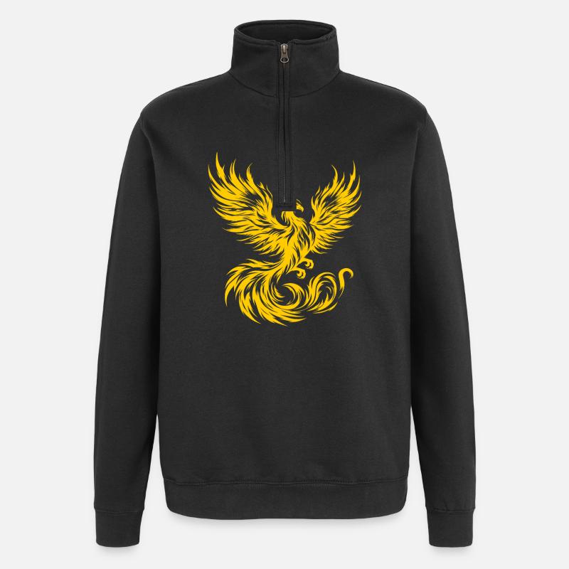 Feuer-Phönix - Quarter-Zip-Sweatshirt - Schwarz
