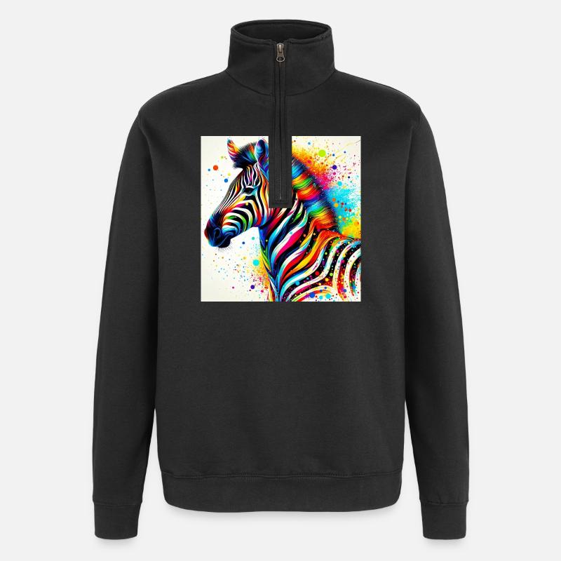 Zèbre - Sweat à zip 1/4 - noir