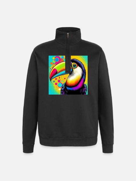 Toucan Pop Art - Quarter-Zip Sweatshirt - black