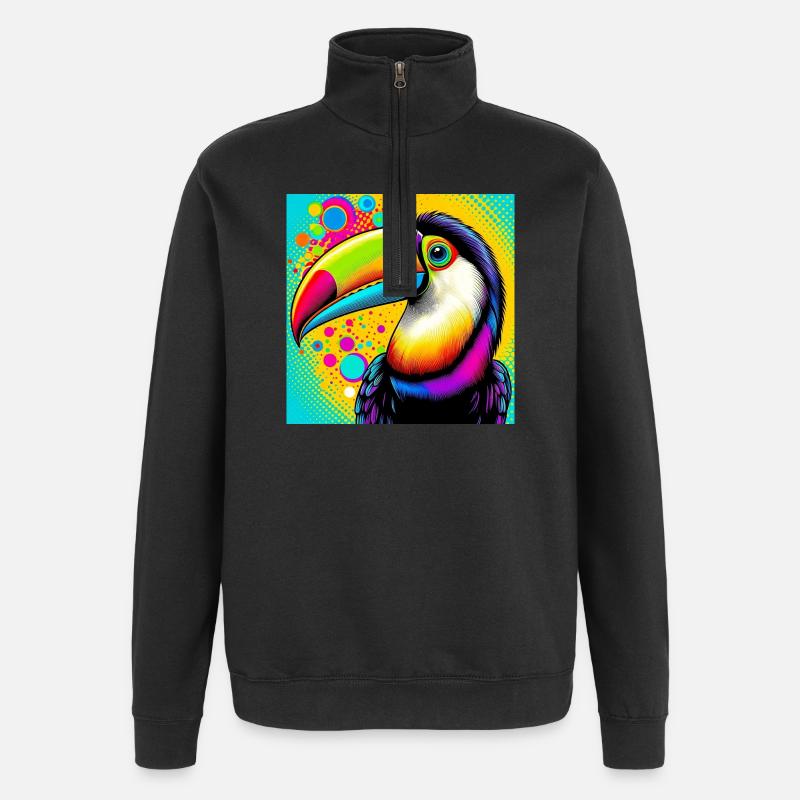 Toucan Pop Art - Sweat à zip 1/4 - noir