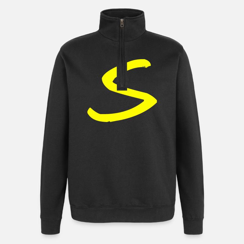 Buchstabe S - Quarter-Zip-Sweatshirt - Schwarz