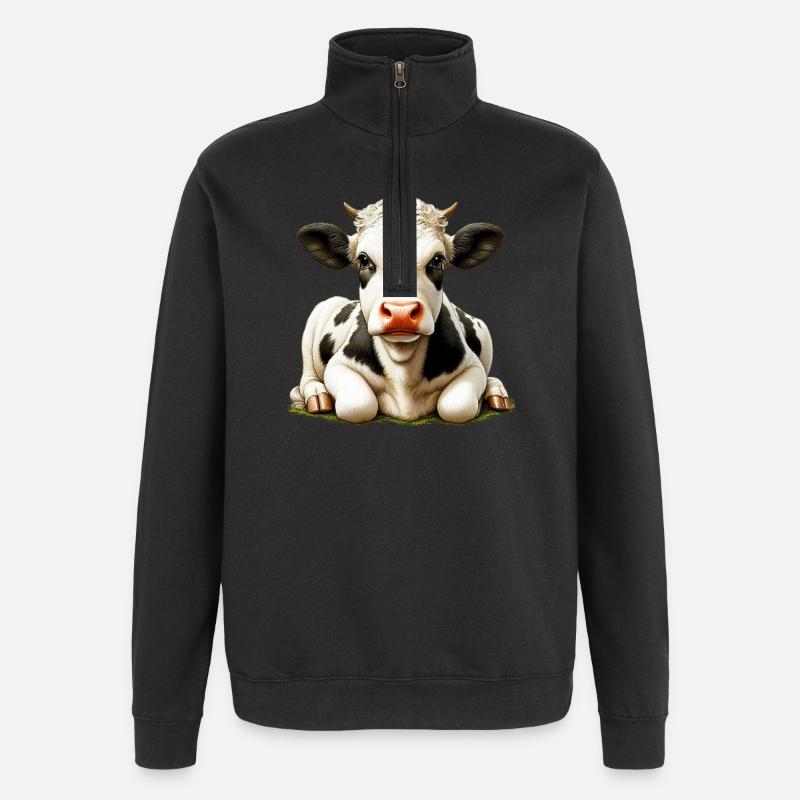 Kuh - Quarter-Zip-Sweatshirt - Schwarz