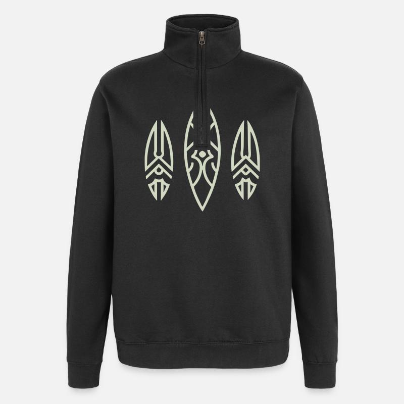 Sleek ethnic inspired tribal design - Quarter-Zip Sweatshirt - black