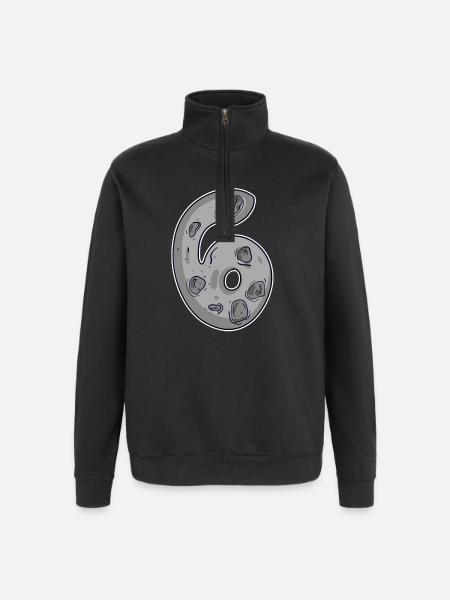 Number 6 Number Space Moon - Quarter-Zip Sweatshirt - black