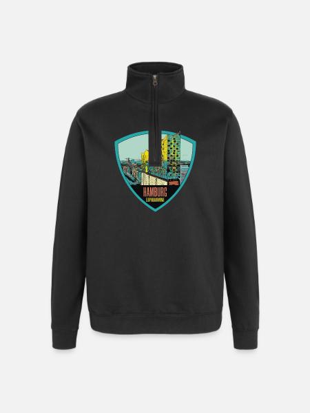 Illustration: , Hamburg - Quarter-Zip Sweatshirt - black