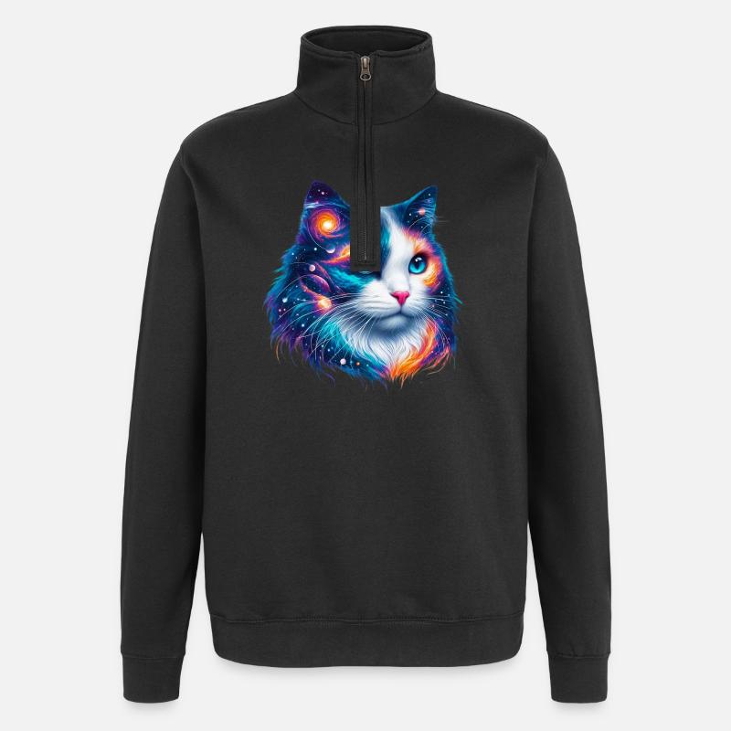 Chat - Sweat à zip 1/4 - noir