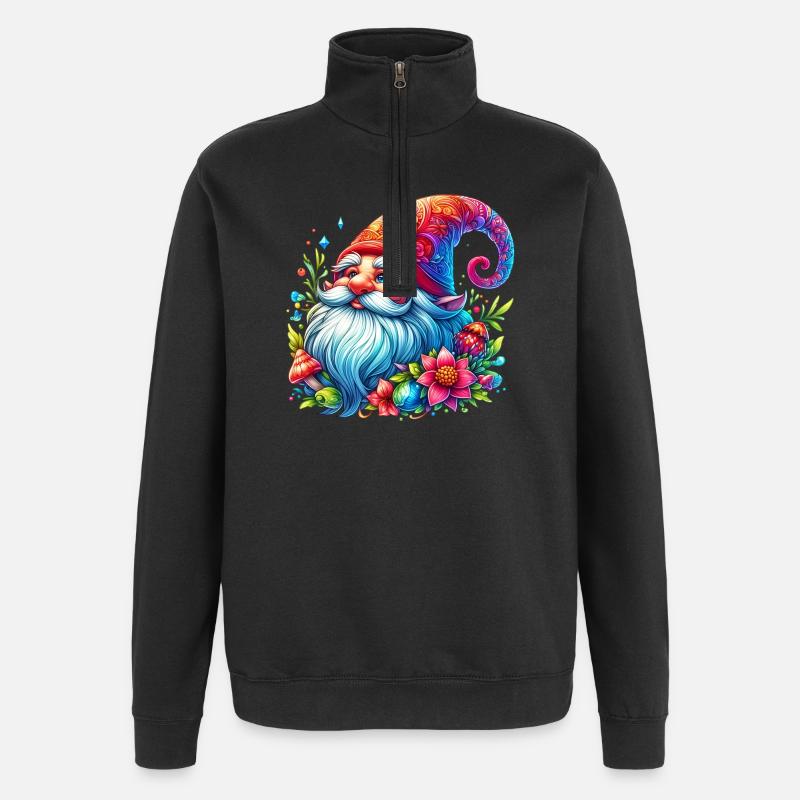 Gnom-Goblin-Elf - Quarter-Zip-Sweatshirt - Schwarz