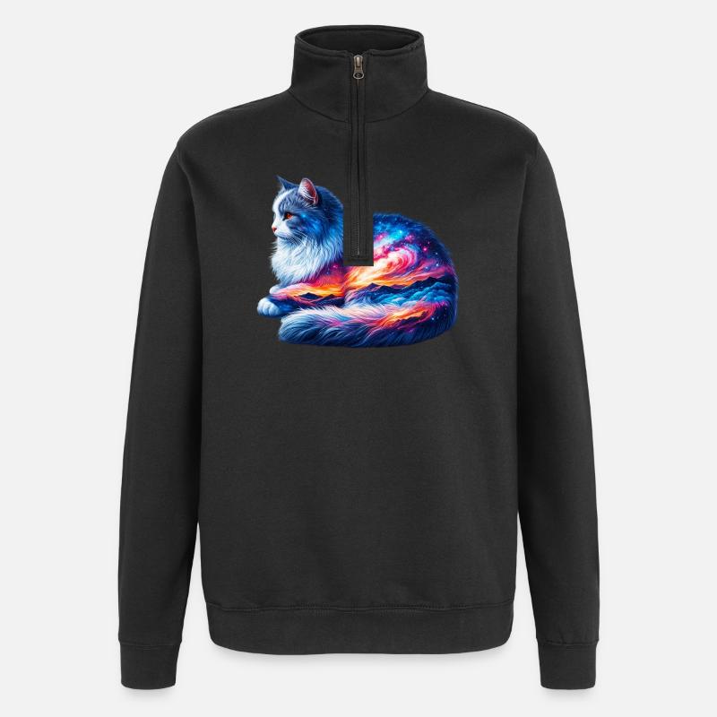 Chat - Sweat à zip 1/4 - noir