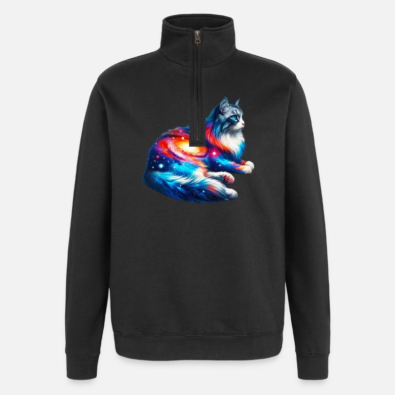 Chat - Sweat à zip 1/4 - noir