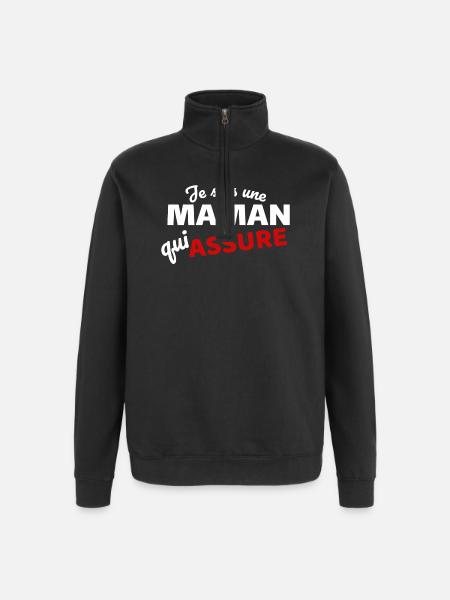 Maman qui Assure quote - Expression Empowerment - Quarter-Zip Sweatshirt - black