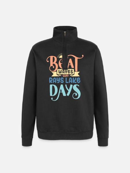 Boat Waves Sun Rays Lake Days - Quarter-Zip Sweatshirt - black