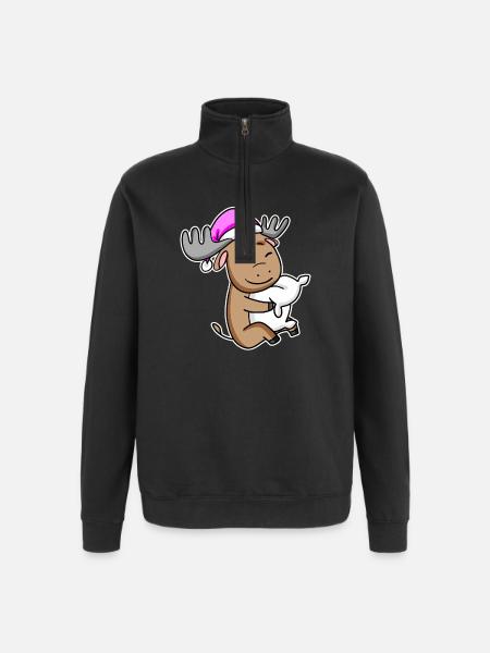 Moose Tired Sleeping Sleeping Girl - Quarter-Zip Sweatshirt - black