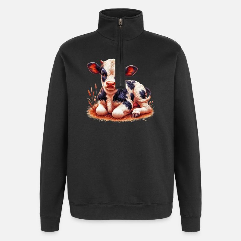Kuh - Quarter-Zip-Sweatshirt - Schwarz