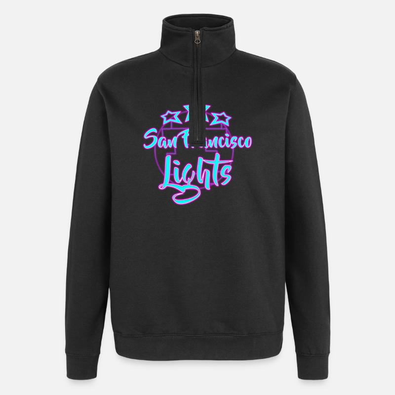 Neon San Francisco Lichter Design - Quarter-Zip-Sweatshirt - Schwarz