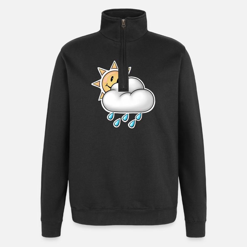 Cheerful Sun with Cloud Rain - Quarter-Zip Sweatshirt - black