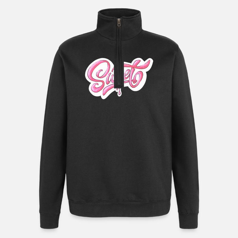 Sweet Pink Glitter Manuscrit Design - Sweat à zip 1/4 - noir