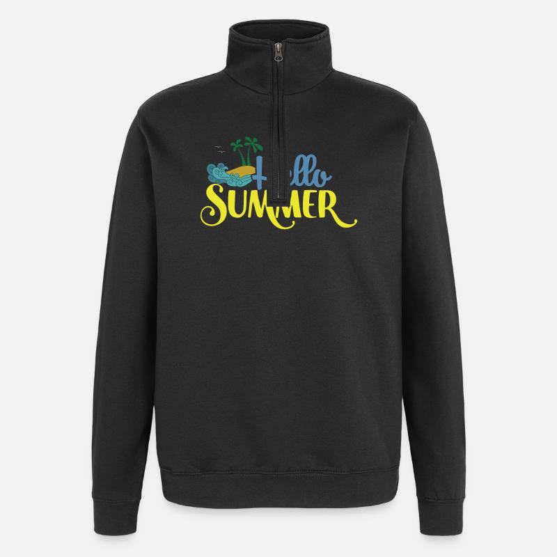 Hello Summmer - Quarter-Zip Sweatshirt - black