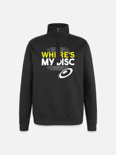 Where's my disc? - Quarter-Zip Sweatshirt - black
