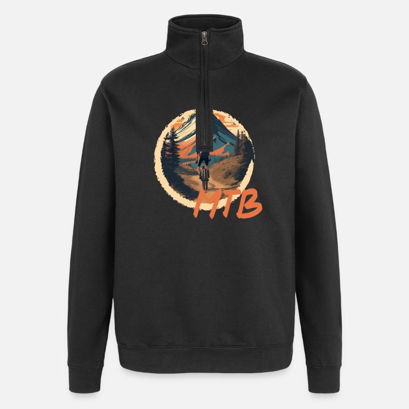 Mountainbike - Quarter-Zip-Sweatshirt - Schwarz