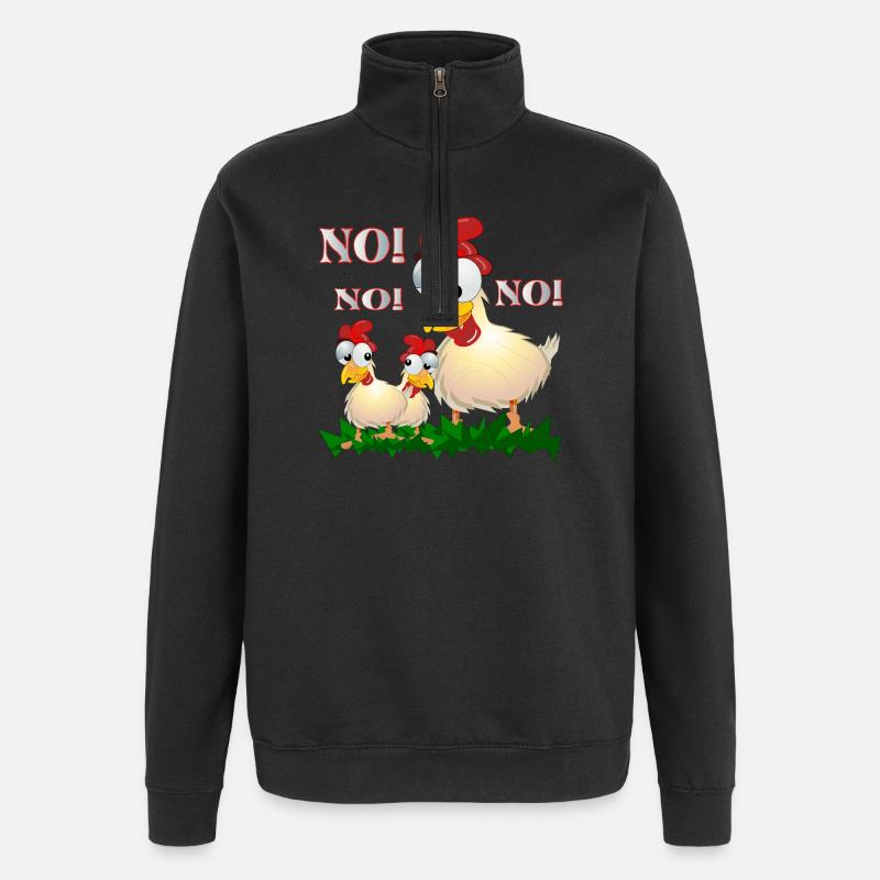 LUSTIGER HÜHNER-COMIC - NEIN - Quarter-Zip-Sweatshirt - Schwarz
