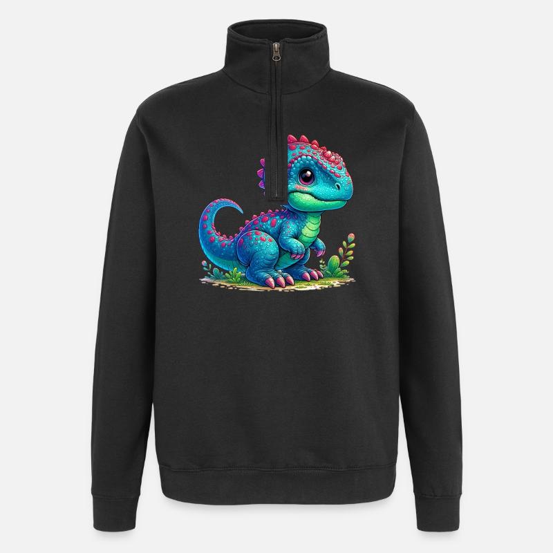 Dinosaure - Sweat à zip 1/4 - noir