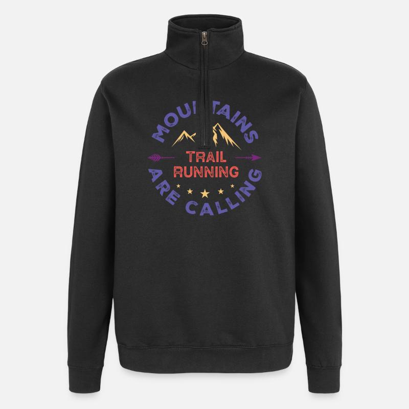 Trailrunning - Berge rufen - Quarter-Zip-Sweatshirt - Schwarz