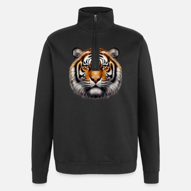Tigre - Sweat à zip 1/4 - noir