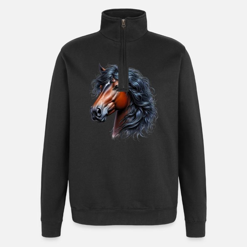Pferd - Quarter-Zip-Sweatshirt - Schwarz