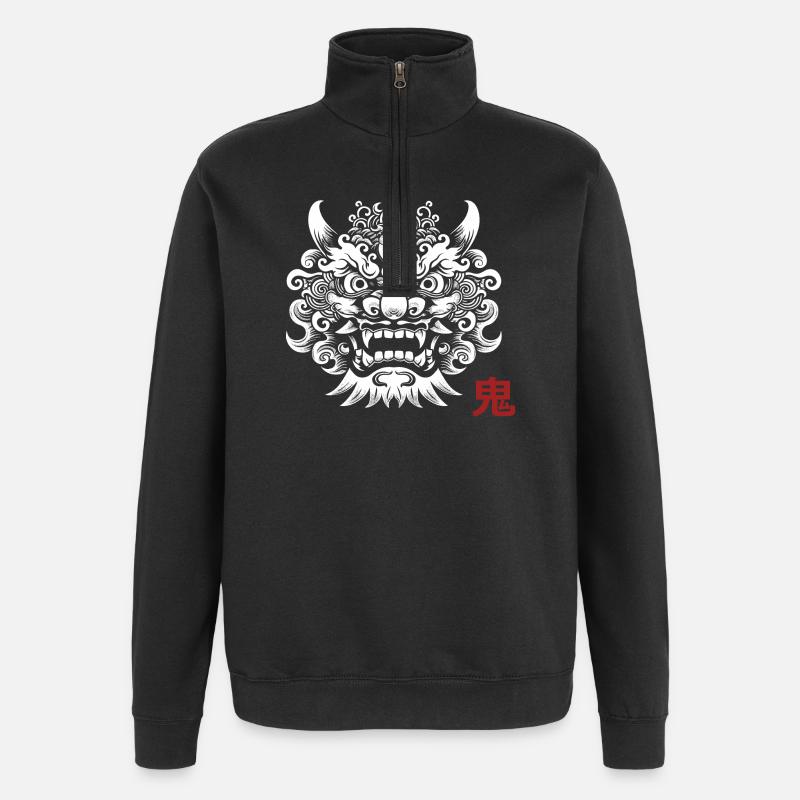 Oni, démon Japonais - Sweat à zip 1/4 - noir