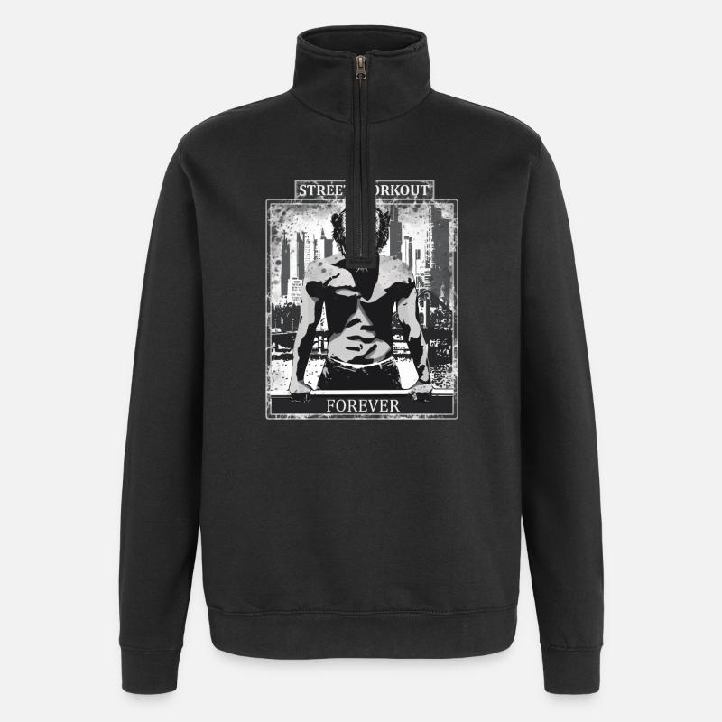 Street Workout Monkey Design - Sweat à zip 1/4 - noir